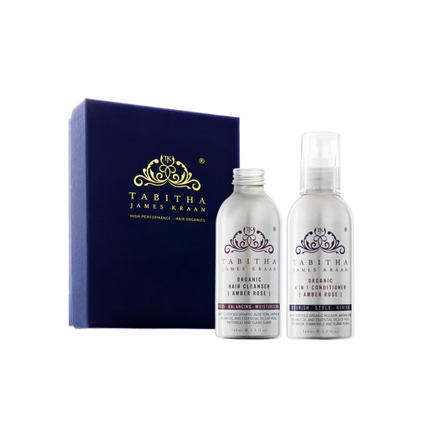 Tabitha James Kraan Organic Hair Cleanser and 4 in 1 Conditioner Amber Rose 165ml Duo Combo Gift Set